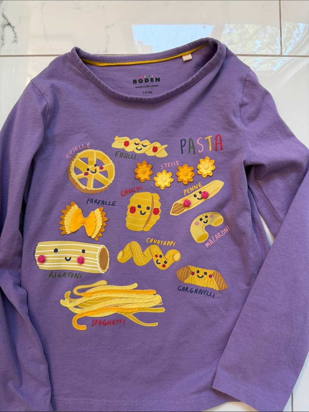 Boden Purple Long-Sleeve Pasta Graphic Tee